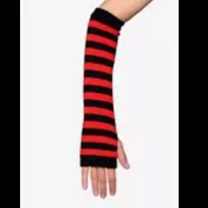 Hot Topic Red and Black Stripe Arm Warmers